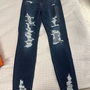 Women's Distressed Blue Jeans